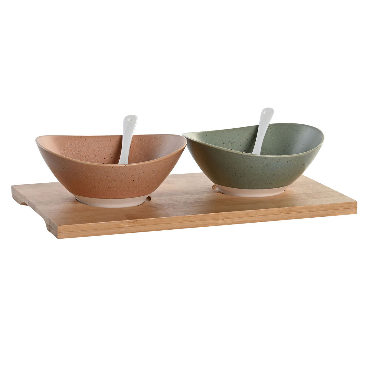 Set Da Aperitivo Dkd Home Decor 29 X 15,5 X 1,5 Cm Porcellana Multicolore Bambù Scandinavo