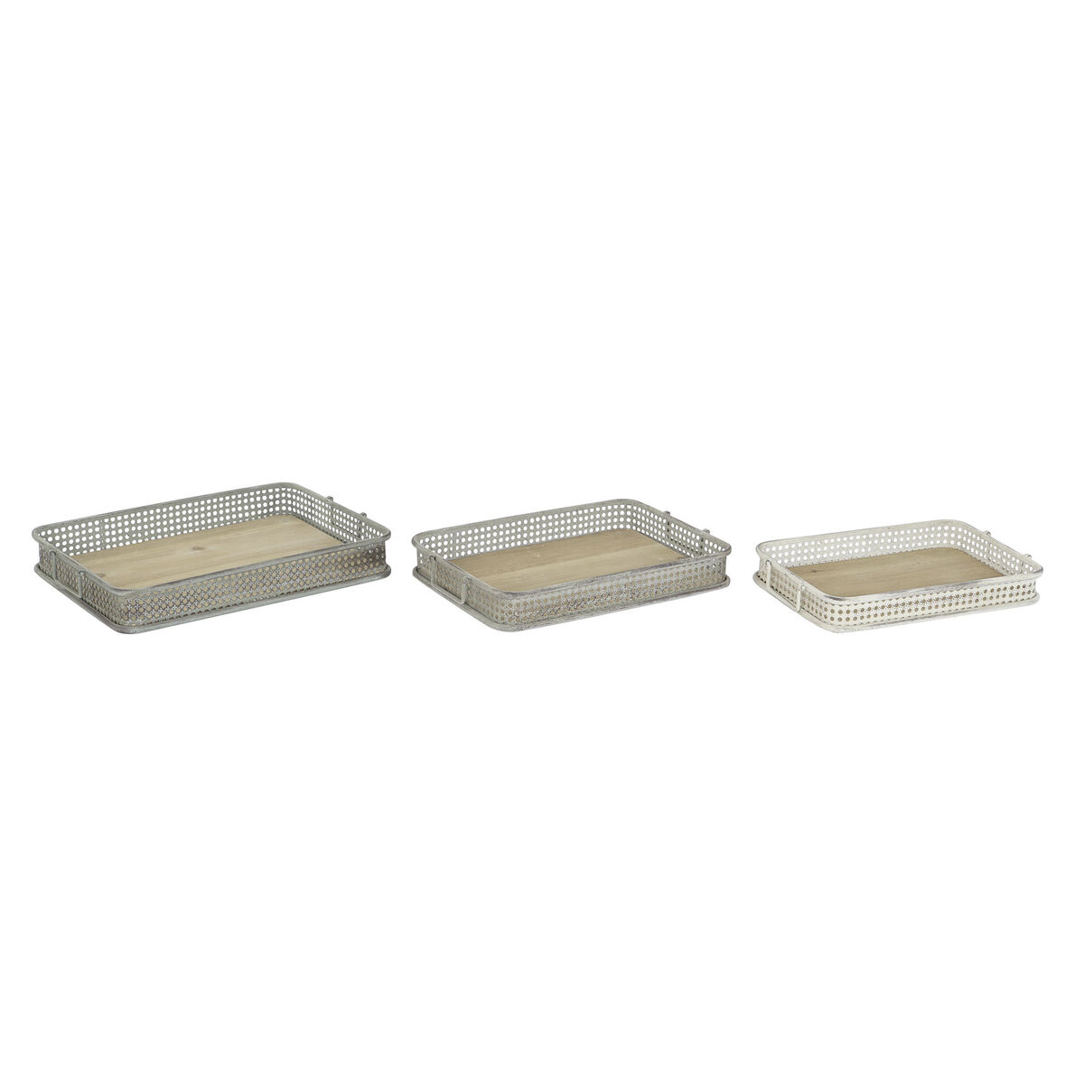Set Di Vassoi Dkd Home Decor 53 X 38 X 8 Cm Metallo Multicolore (3 Unità)