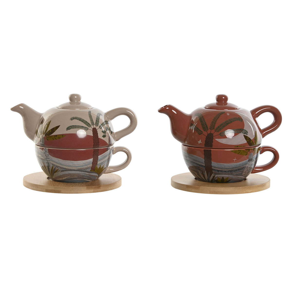 Teiera Home Esprit Bianco Beige Terracotta Rosa Chiaro Dolomite 750 Ml (2 Unità)