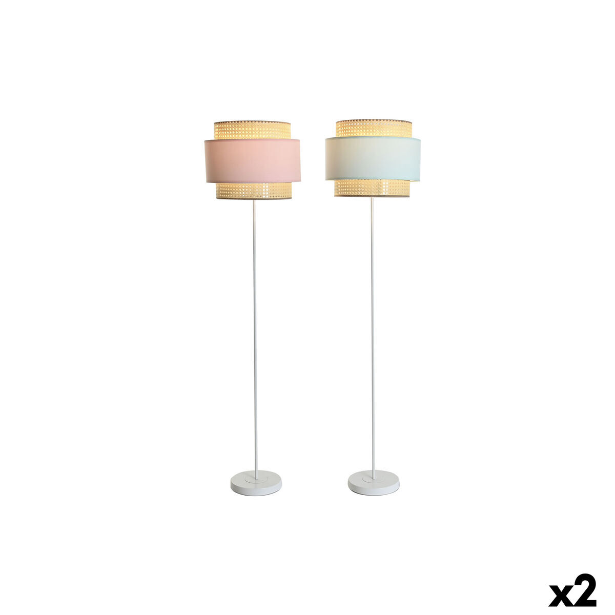 Lampada Da Terra Dkd Home Decor 38 X 38 X 154 Cm Rosa Metallo Verde 220 V 50 W (2 Unità)