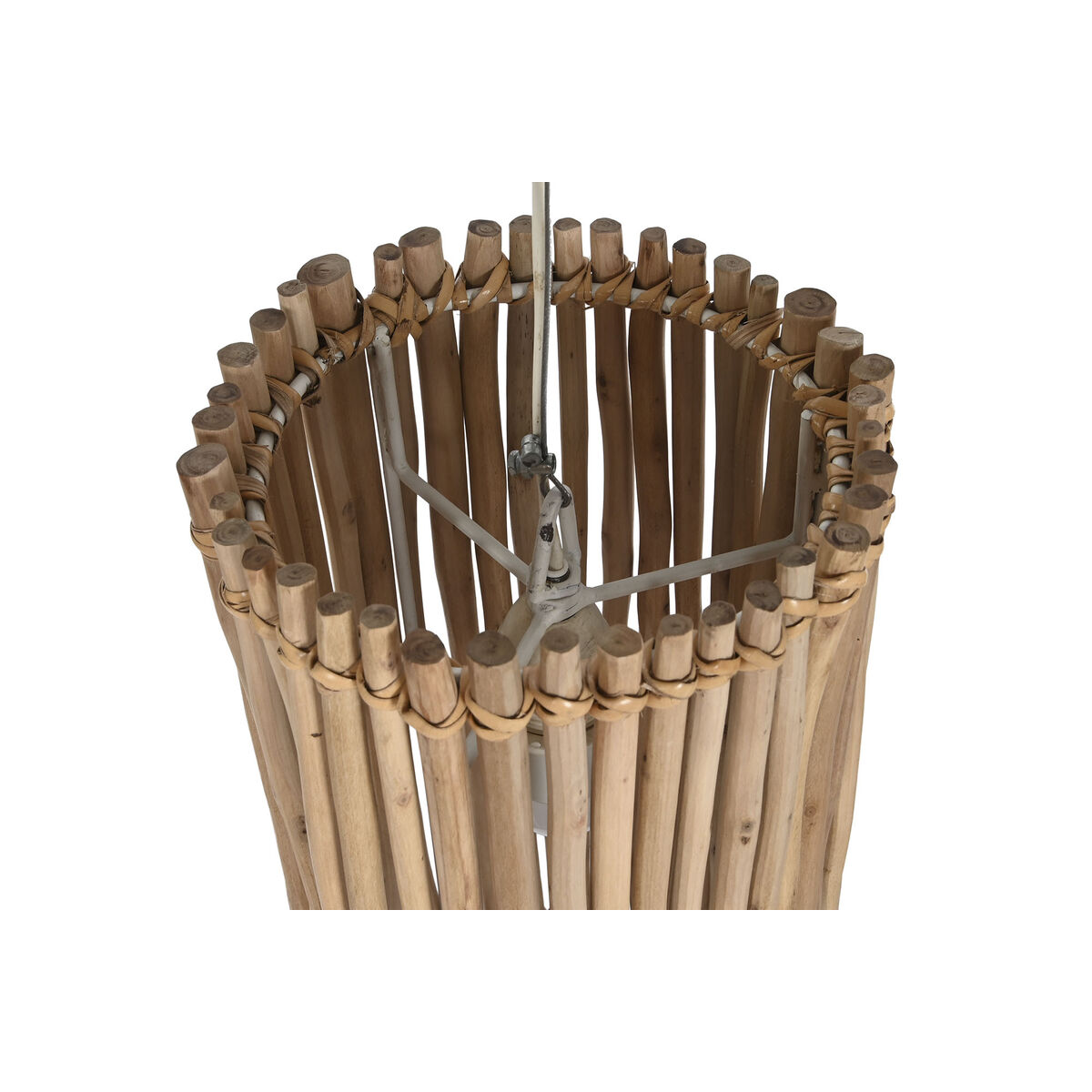 Lampadario Home Esprit Bianco Naturale Legno Di Eucalipto 50 W 20 X 20 X 40 cm - Image 3