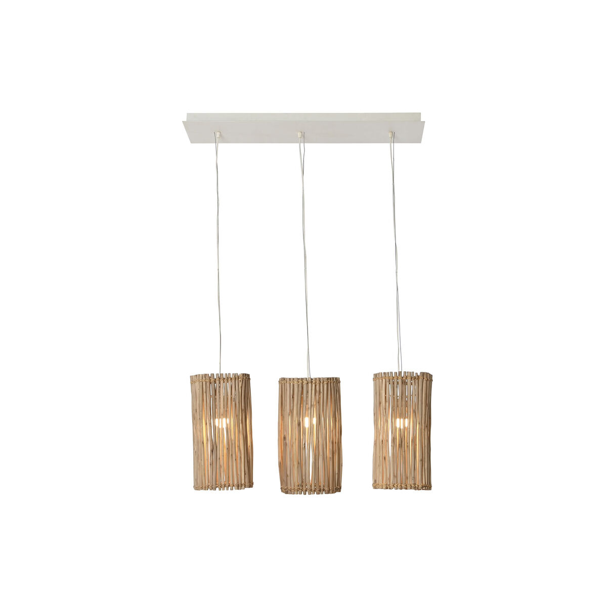 Lampadario Home Esprit Bianco Naturale Legno Di Eucalipto 50 W 20 X 20 X 40 cm - Image 6