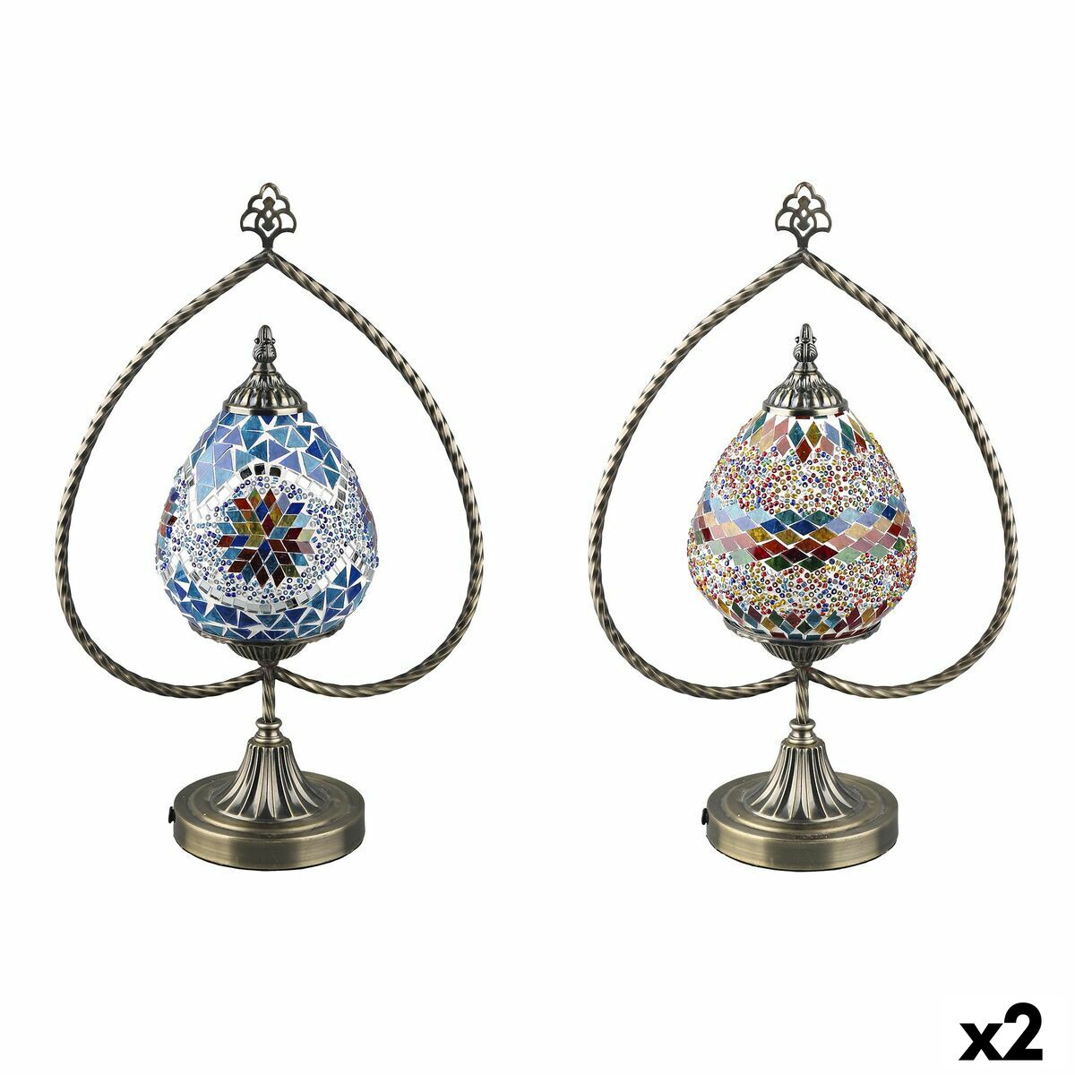 Lampada Da Tavolo Dkd Home Decor 32.5 X 16 X 47.5 Cm 32,5 X 16 X 47,5 Cm Cristallo Metallo Multicolore 220 V 50 W (2 Unità)