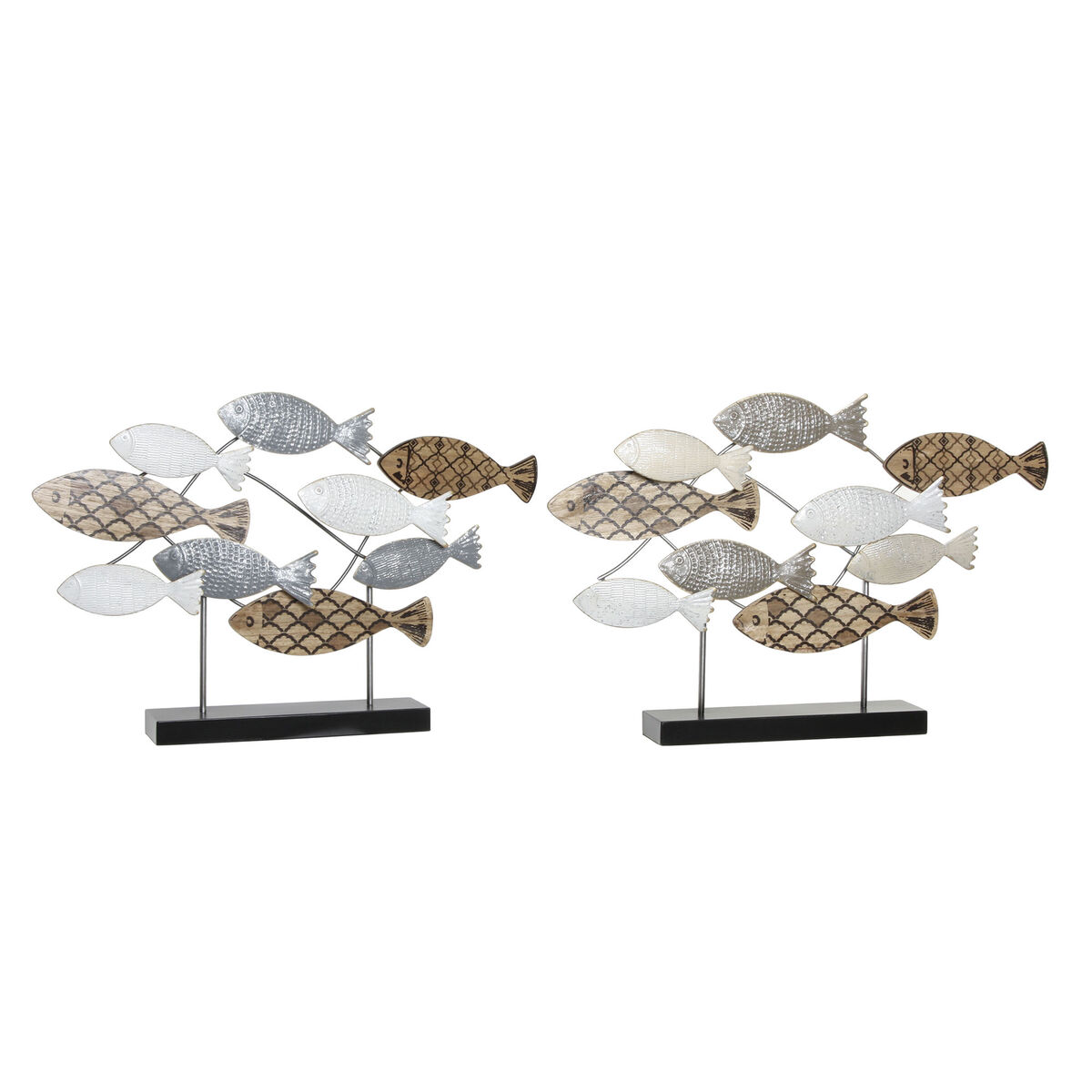Statua Decorativa Dkd Home Decor 65,4 X 9,5 X 43 Cm Nero Azzurro Marrone Spirali (2 Unità)