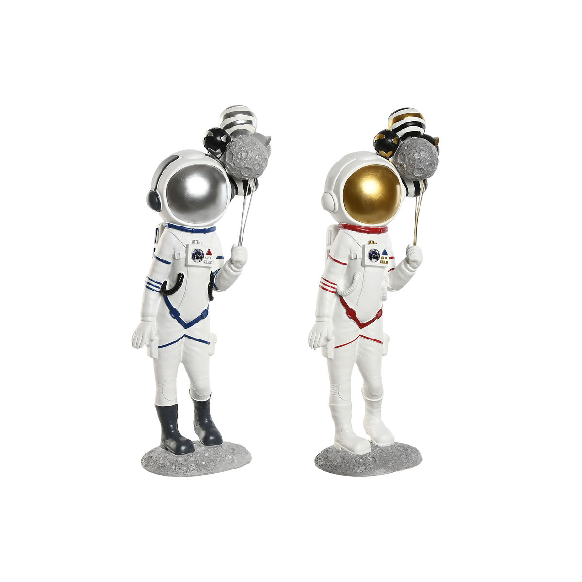 Statua Decorativa Home Esprit Azzurro Bianco Rosso Donna Astronauta 16 X 12 X 41 Cm (2 Unità)
