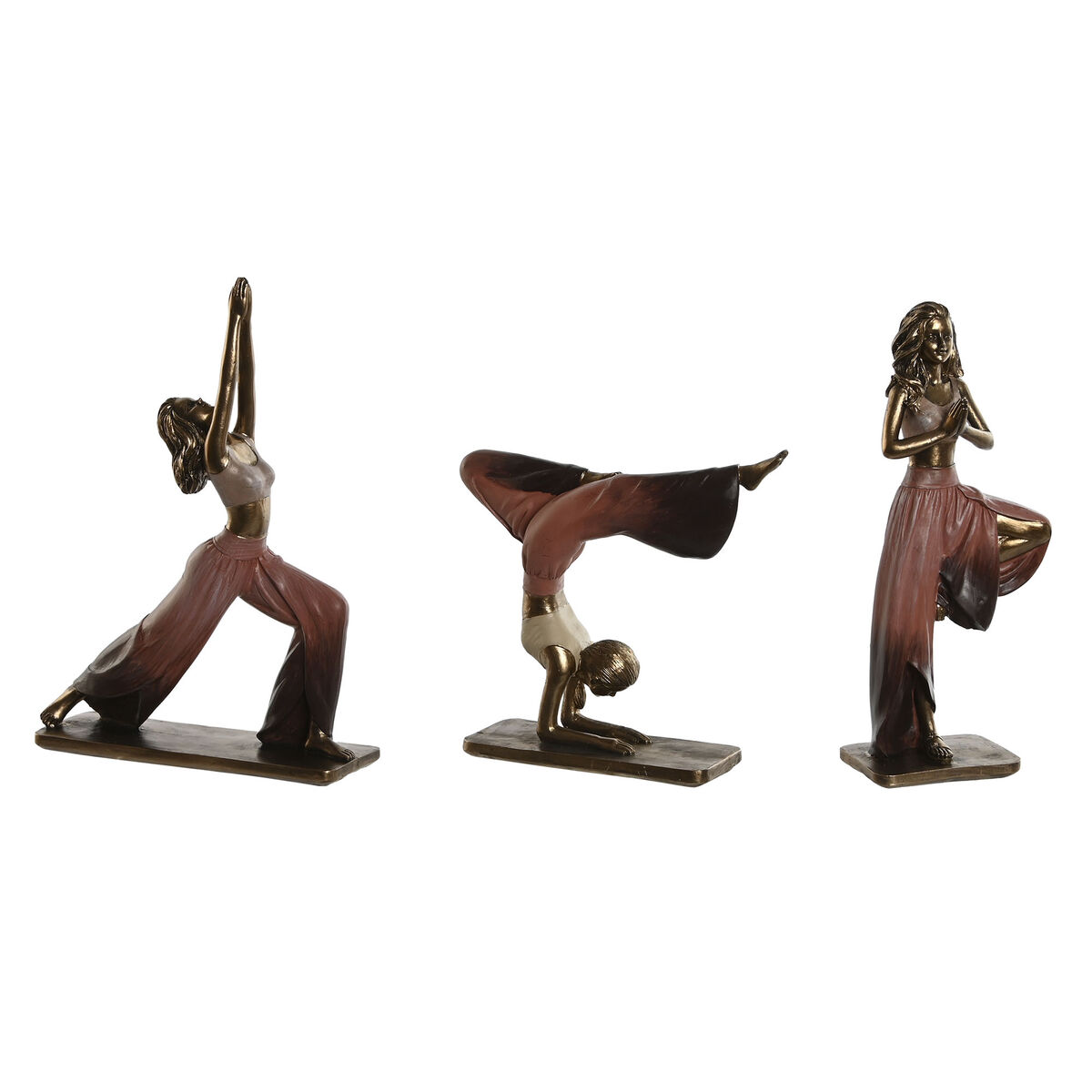 Statua Decorativa Home Esprit Rosa Dorato Yoga Scandi 19 X 6 X 26 Cm (3 Unità)