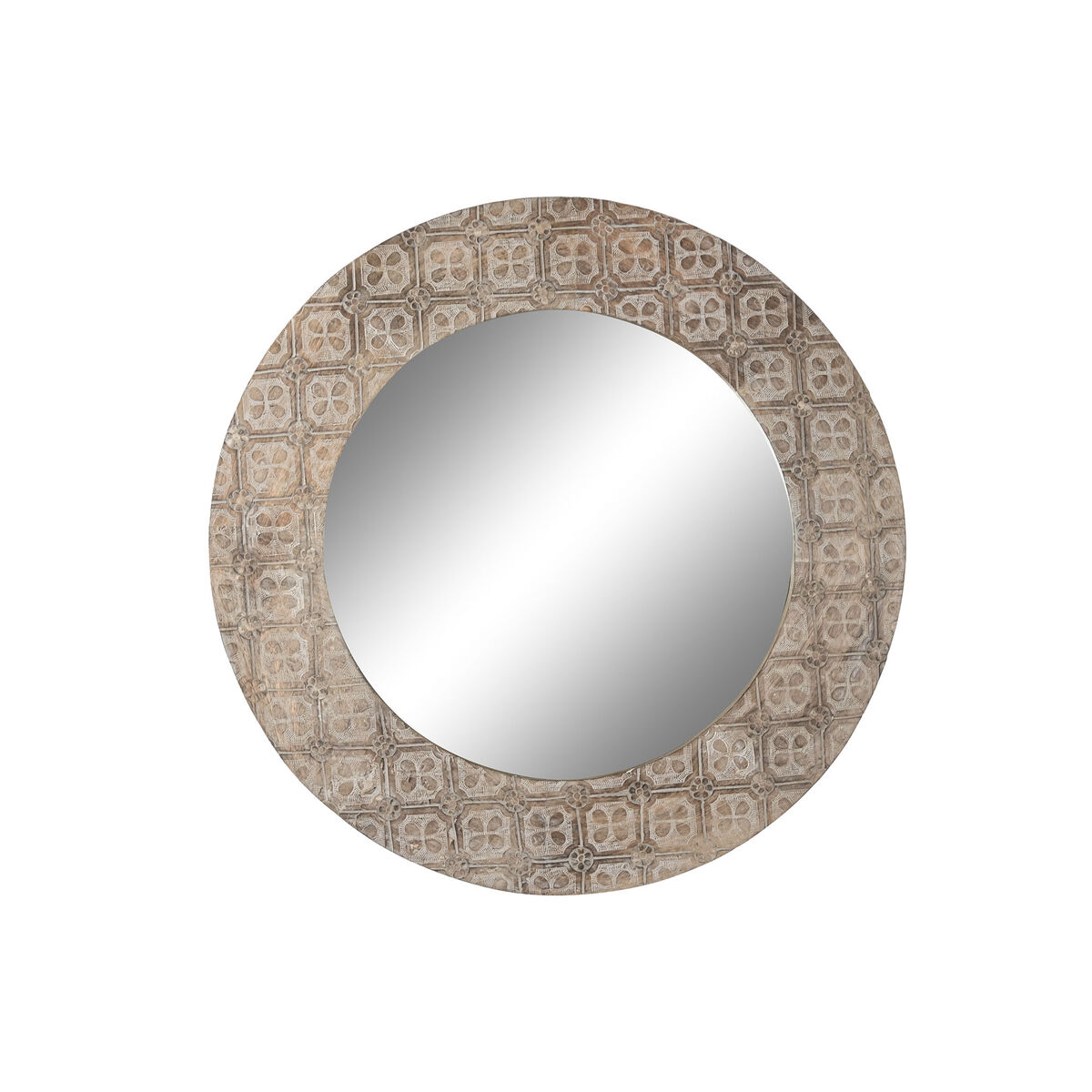 Specchio Da Parete Dkd Home Decor Bianco Marrone Mandala Indiano Decapaggio 76 X 4 X 76 cm