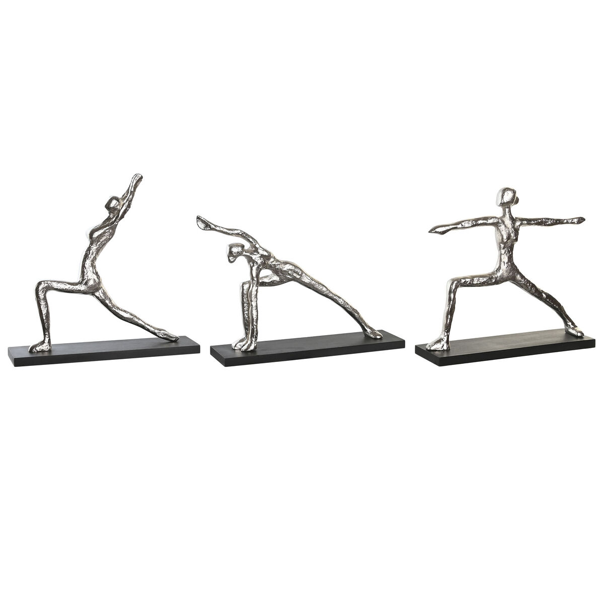 Statua Decorativa Dkd Home Decor 33 X 10 X 35 Cm Argentato Nero Indiano Yoga (3 Unità)