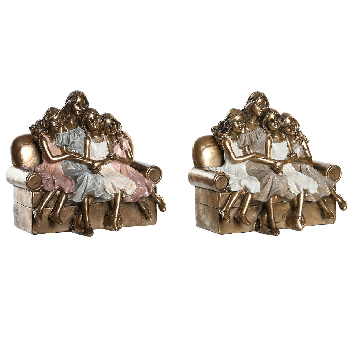 Statua Decorativa Dkd Home Decor 17 X 10,5 X 15,5 Cm Rosa Dorato Bianco (2 Unità)
