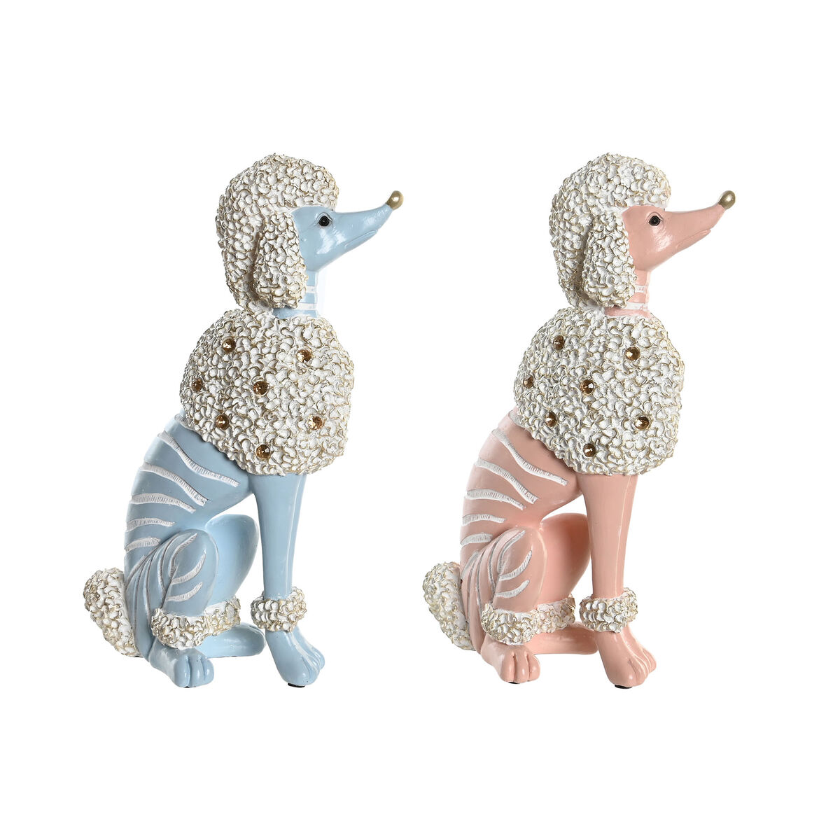 Statua Decorativa Dkd Home Decor 18 X 10 X 30,5 Cm Scandi Azzurro Rosa (2 Unità)