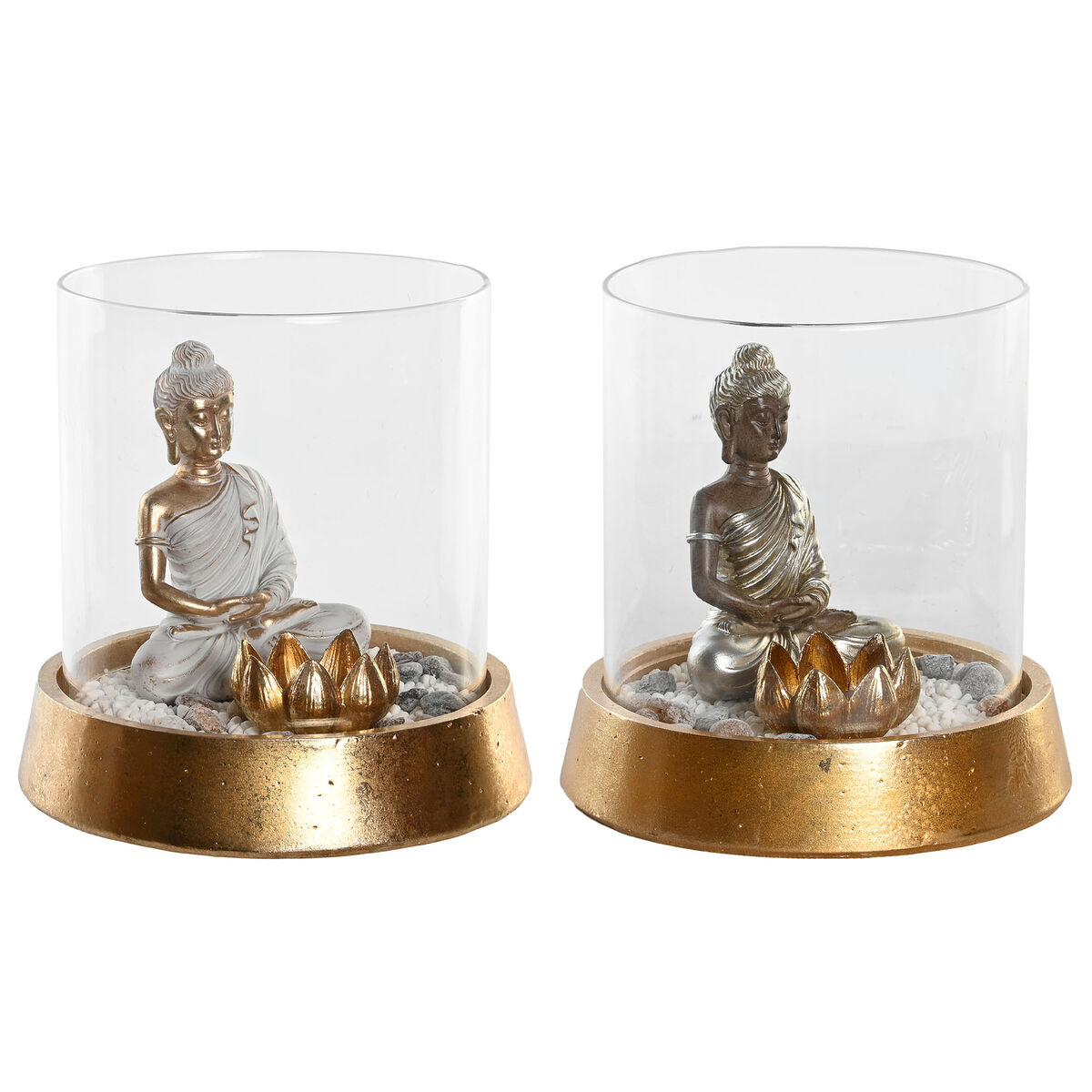Statua Decorativa Dkd Home Decor Argentato Dorato Orientale 16 X 16 X 18 Cm (2 Unità)