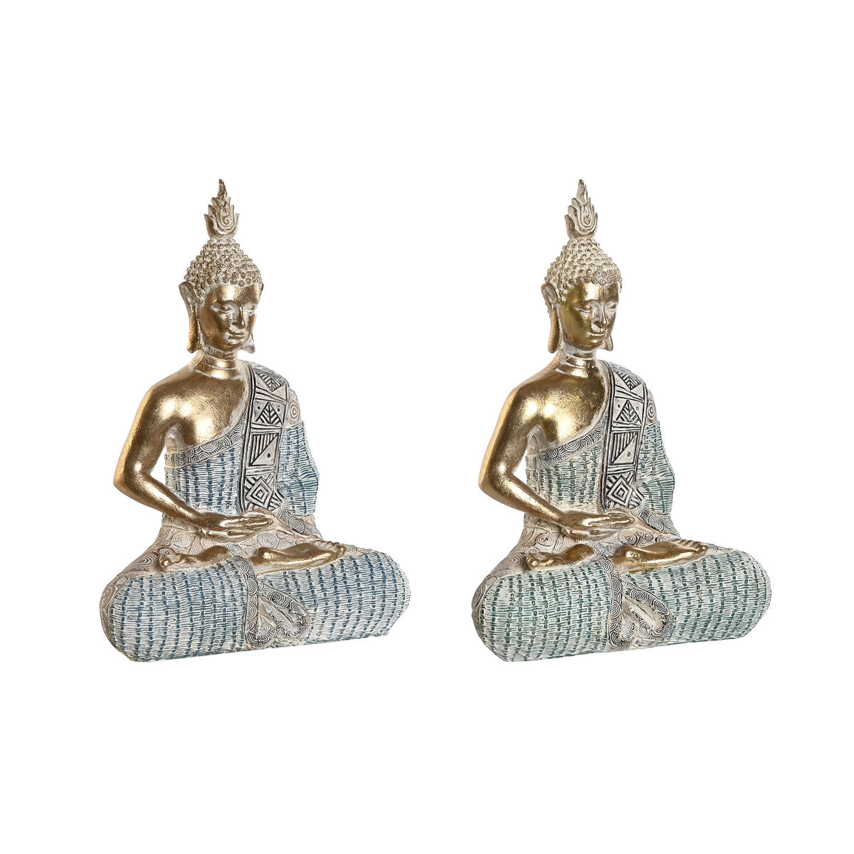 Statua Decorativa Dkd Home Decor 18,6 X 9,7 X 27 Cm Azzurro Buddha Turchese Orientale Decapaggio (2 Unità)