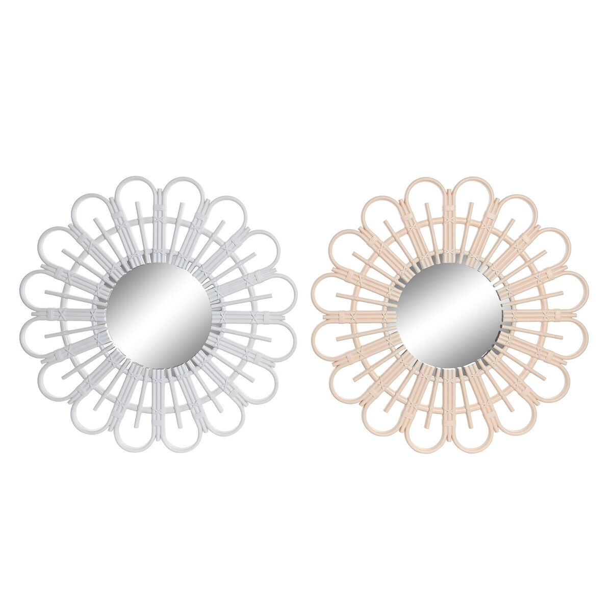 Specchio Da Parete Dkd Home Decor Scandi Cristallo Naturale Bianco Polipropilene (50 X 2,5 X 50 Cm) (2 Unità)