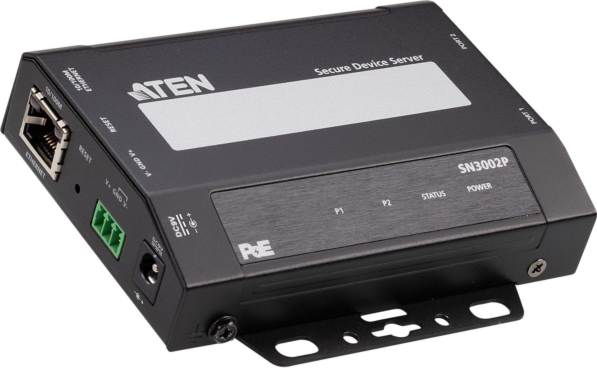 Aten Altusen Sn3002p - Geräteserver - 2 Anschlüsse - 100mb Lan, RS-232 - Auf Tisch / Wand / DiN-Schiene Montierbar