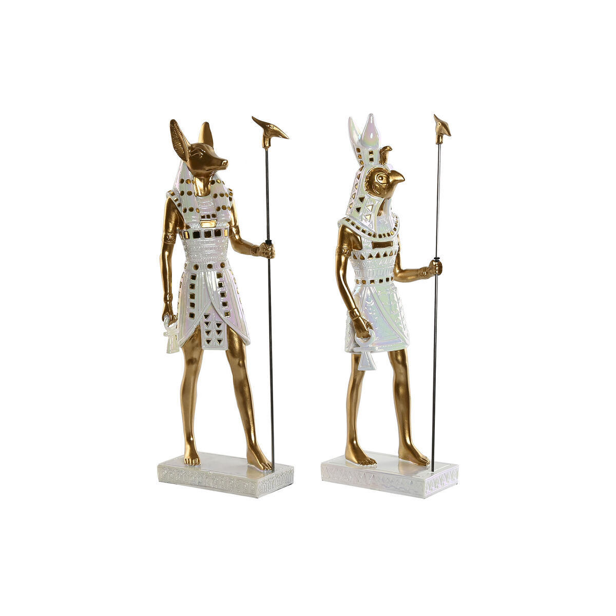 Statua Decorativa Home Esprit Bianco Dorato Resina Orientale Egiziano 7 X 11,5 X 36 Cm (2 Unità)