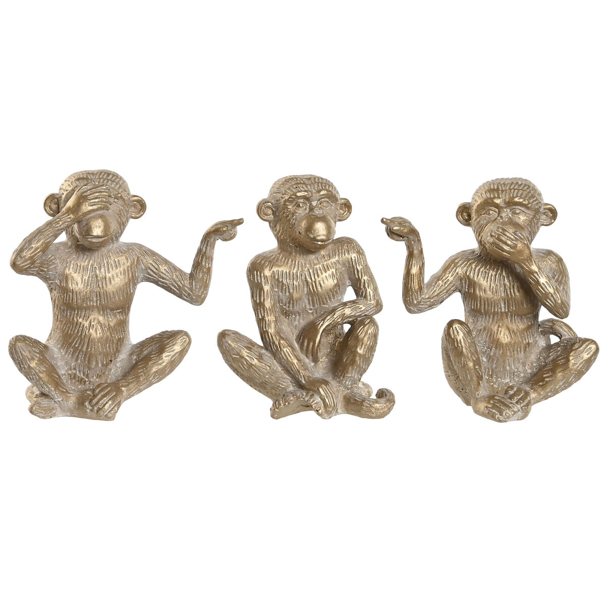 Statua Decorativa Home Esprit Dorato Scimmia Tropicale 14 X 10 X 14 Cm (3 Unità)