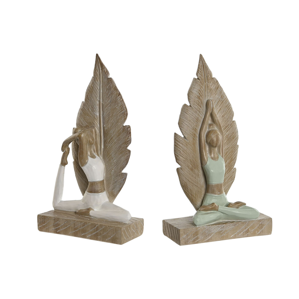 Statua Decorativa Home Esprit Bianco Verde Scandi 15,5 X 7,5 X 26,5 Cm (2 Unità)