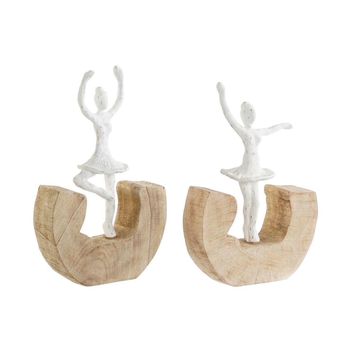 Statua Decorativa Dkd Home Decor Bianco Marrone Ballerina Classica 17 X 6 X 24 Cm (2 Unità)