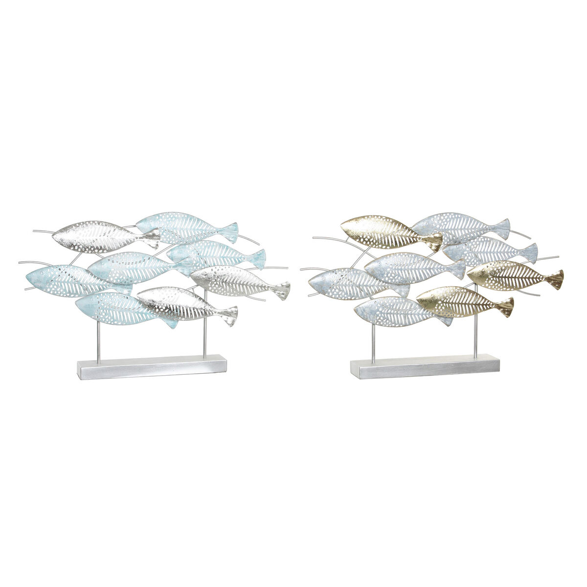 Statua Decorativa Dkd Home Decor 65,4 X 9 X 39,5 Cm Argentato Azzurro Dorato Spirali Mediterraneo (2 Unità)