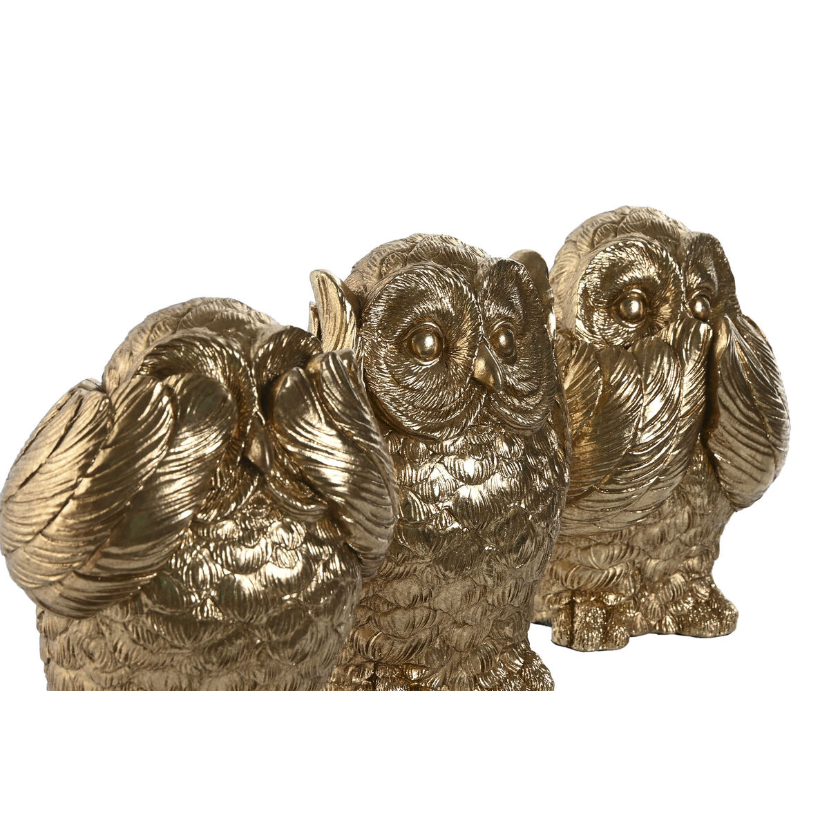 Statua Decorativa Home Esprit Dorato Gufo 11 X 11 X 15 Cm (3 Unità)