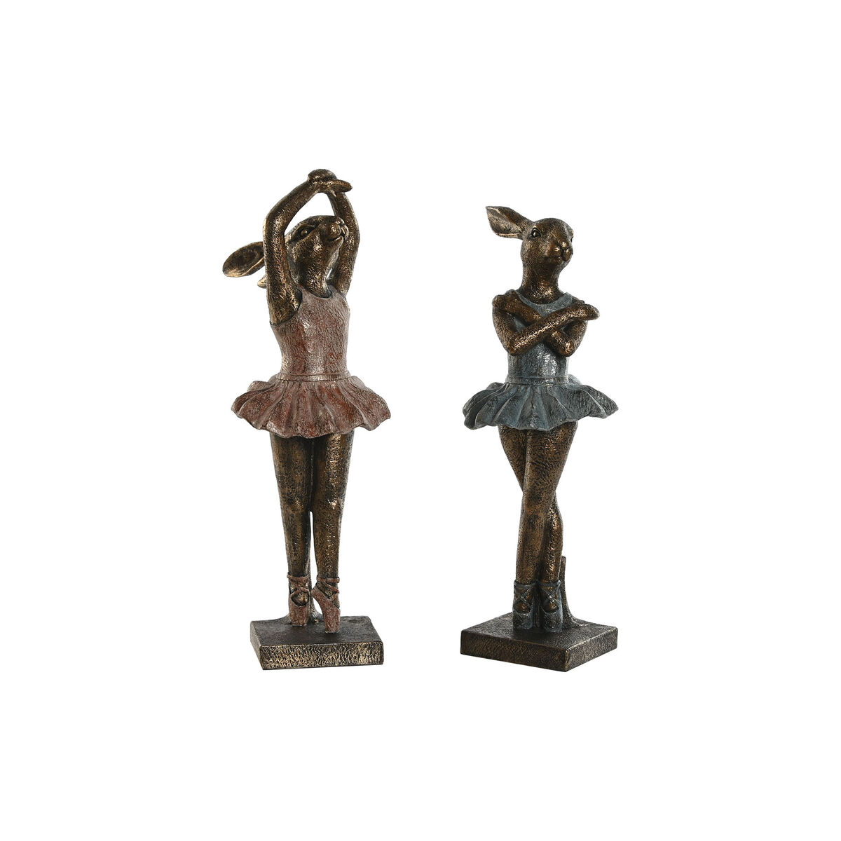 Statua Decorativa Home Esprit Azzurro Rosa Dorato Romantico Ballerina Classica 13 X 12 X 30,5 Cm (2 Unità)