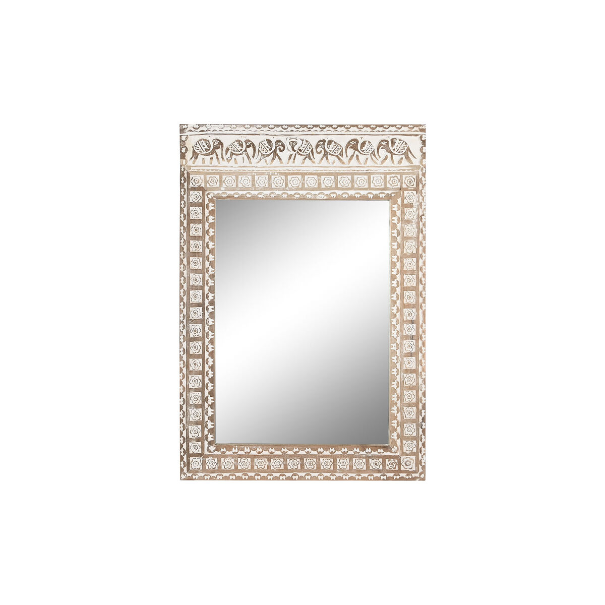 Specchio Da Parete Home Esprit Bianco Naturale Elefante Indiano 83 X 4 X 121 cm
