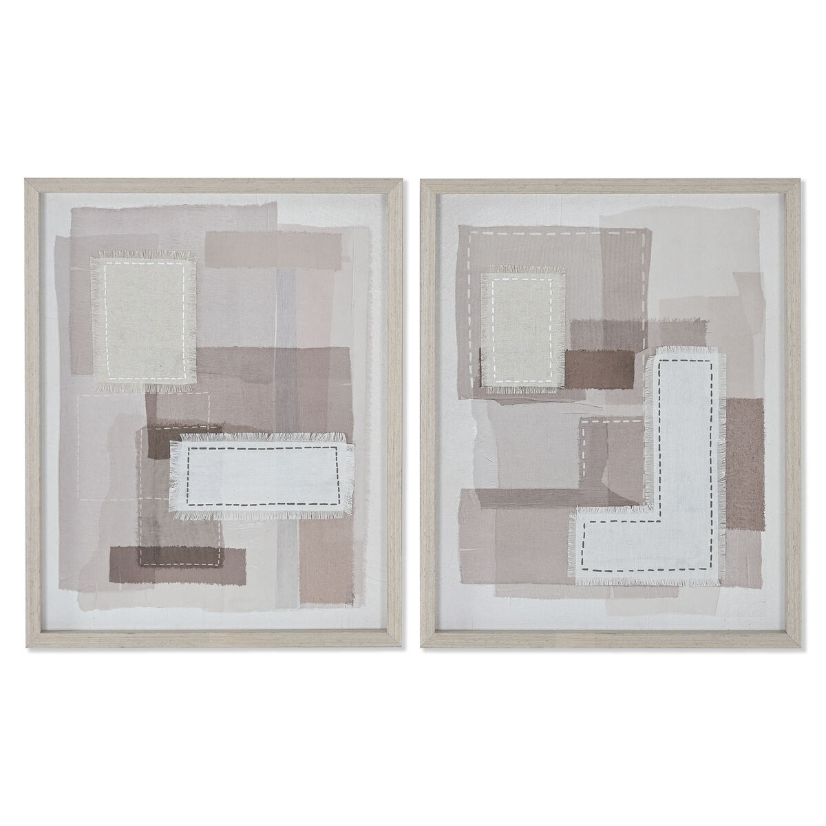 Tela Home Esprit Beige Grigio Astratto Moderno 40 X 2,5 X 50 Cm (2 Unità)