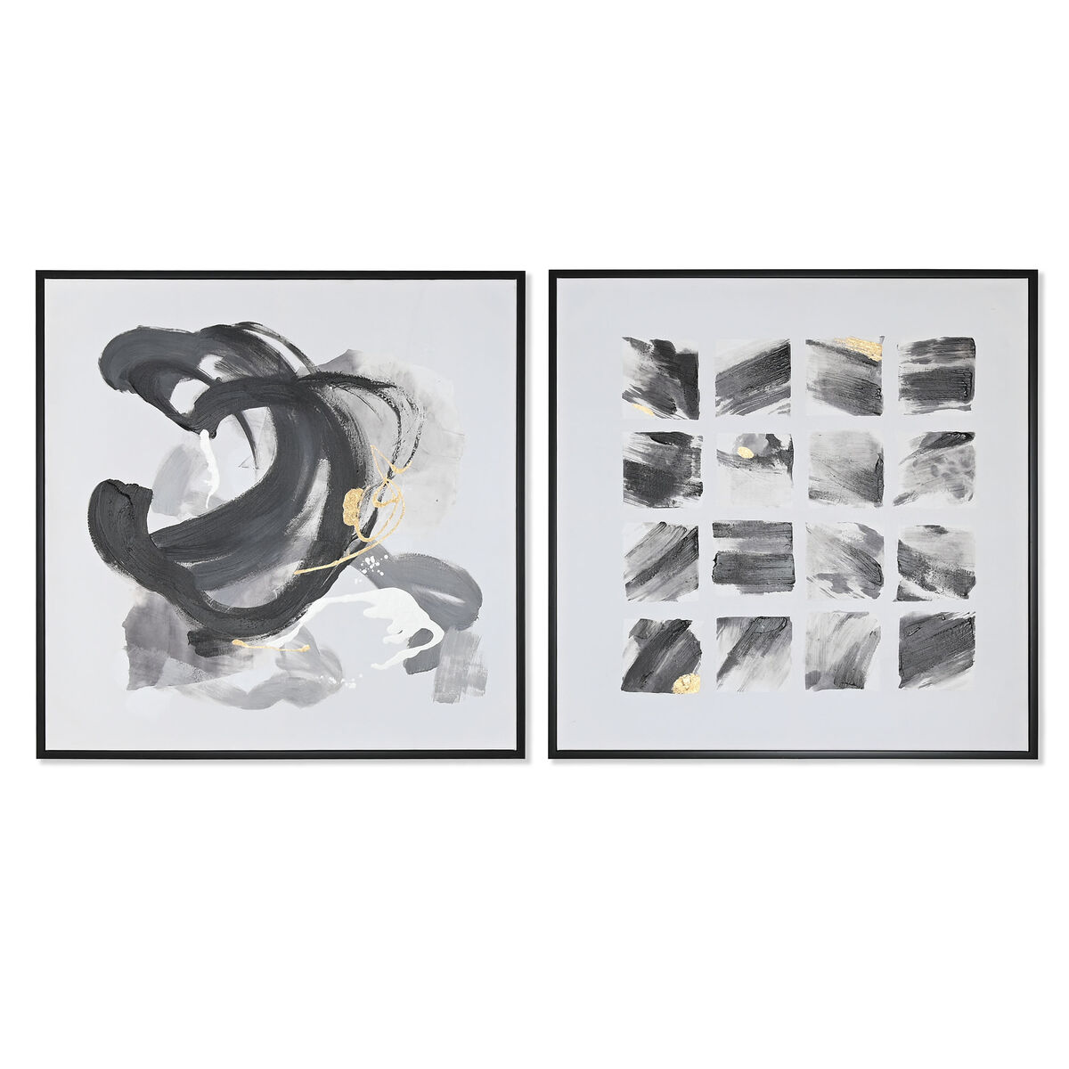 Tela Home Esprit Bianco Nero Polistirene Tela Astratto Moderno 104 X 4 X 103,5 Cm (2 Unità)