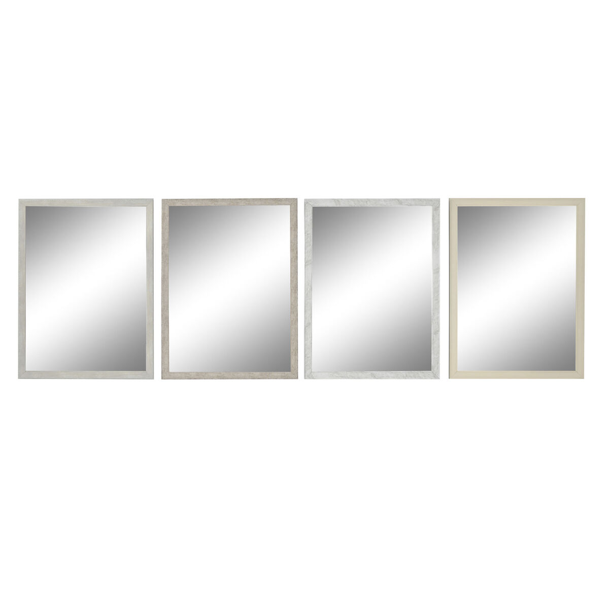 Specchio Da Parete Dkd Home Decor Bianco Beige Grigio 56 X 2 X 76 Cm (4 Unità)