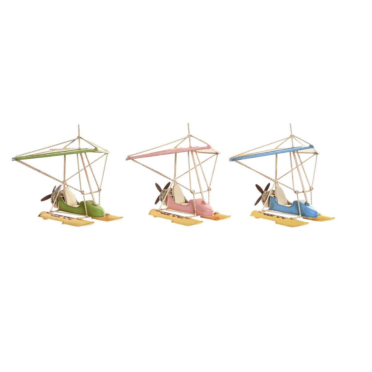 Statua Decorativa Dkd Home Decor 32,5 X 20,5 X 24 Cm Azzurro Rosa Verde Vintage (3 Pezzi)