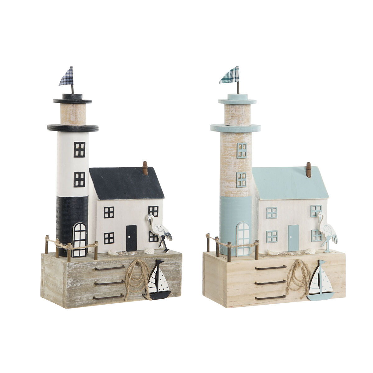 Statua Decorativa Home Esprit Azzurro Blu Marino 17 X 8,5 X 30 Cm (2 Unità)