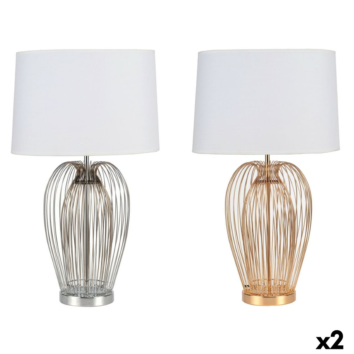 Lampada Da Tavolo Dkd Home Decor Metallo Bianco 220 V 35 X 35 X 63 Cm 50 W (2 Unità)