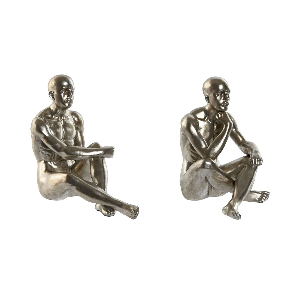 Statua Decorativa Home Esprit Dorato Argentato 19 X 13,5 X 22 Cm (2 Unità)