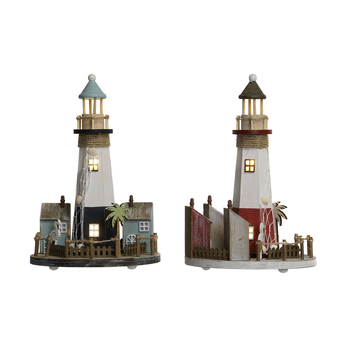 Decorazione Luminosa Home Esprit Legno Alluminio Faro 20 X 20 X 30,5 Cm (2 Unità)