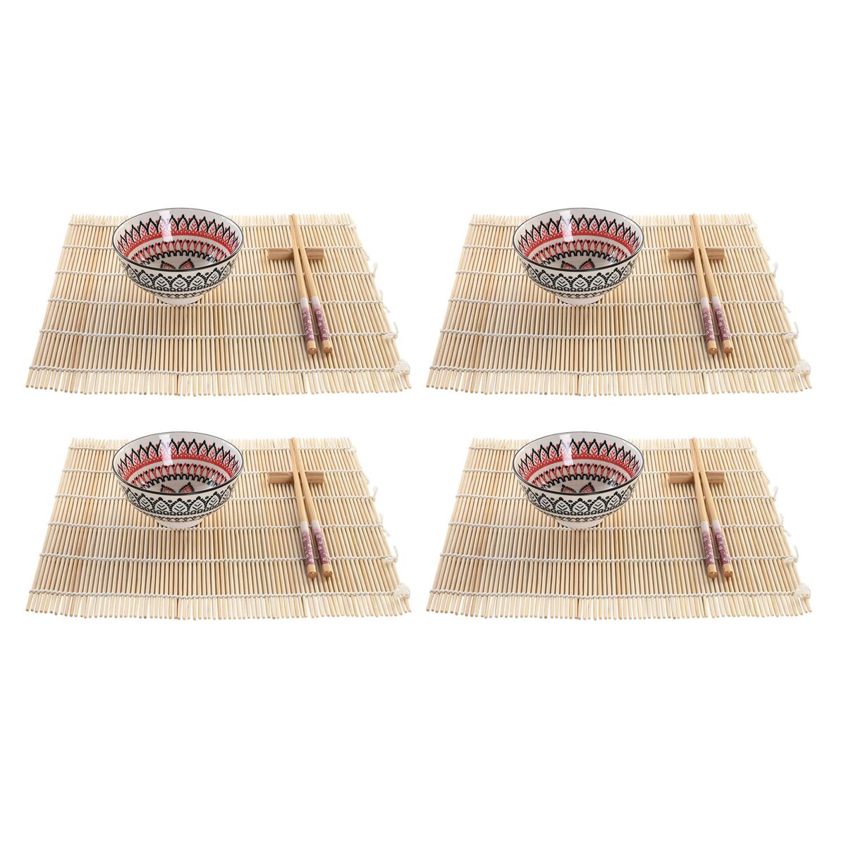Set Per Sushi Dkd Home Decor 14,5 X 14,5 X 31 Cm Multicolore Mandala Gres Orientale (16 Pezzi)