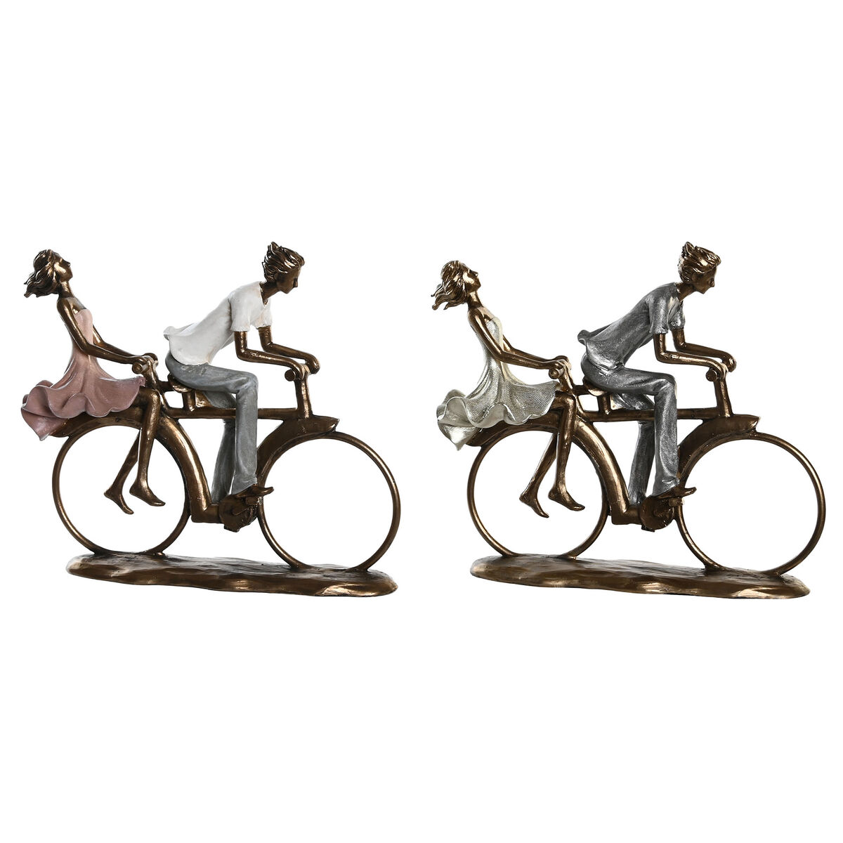 Statua Decorativa Dkd Home Decor 27 X 9,5 X 23 Cm Rosa Dorato Bianco (2 Unità)