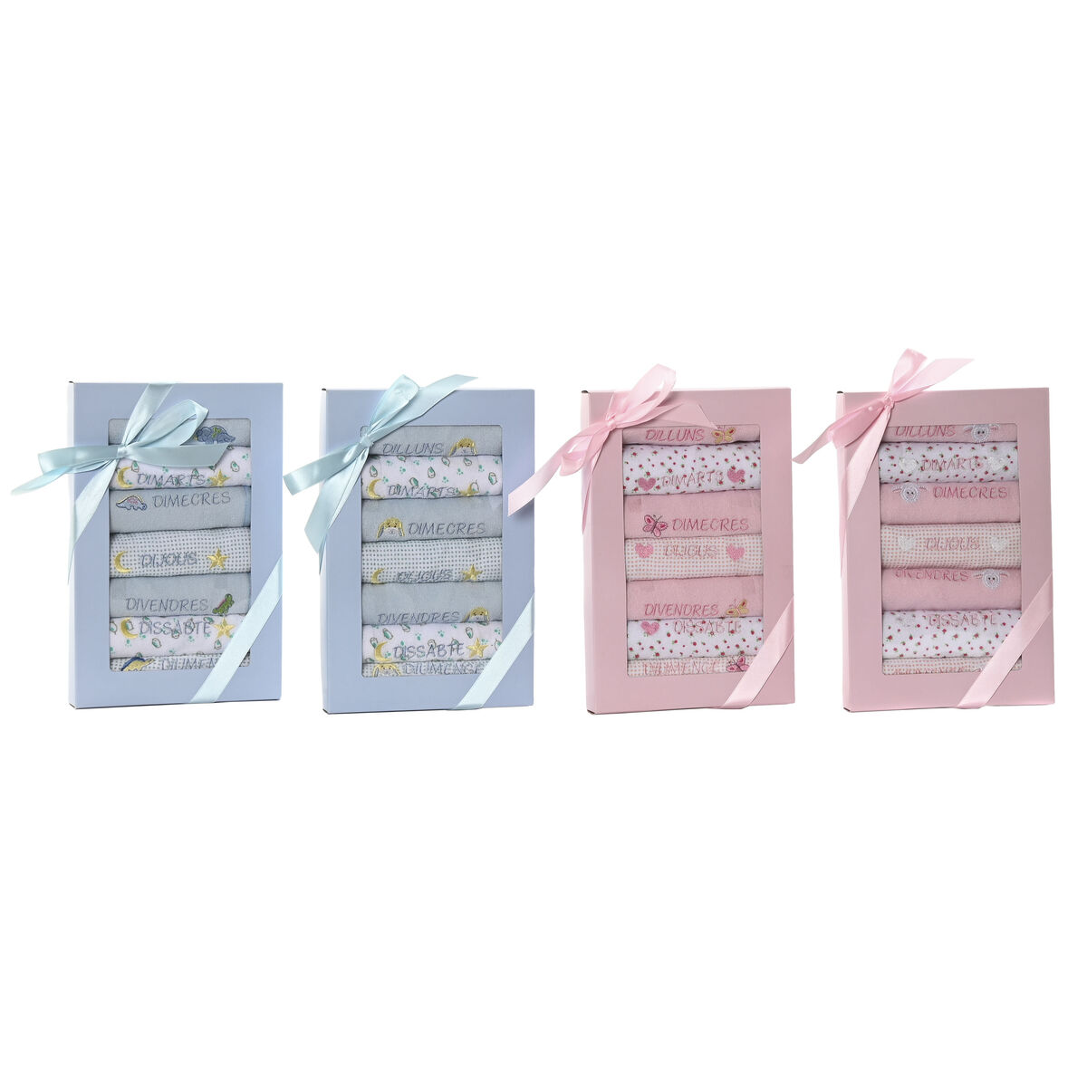 Set Di Bavaglini Home Esprit Rosa Blu Cielo Cotone 19 X 29 X 3 Cm (4 Unità)