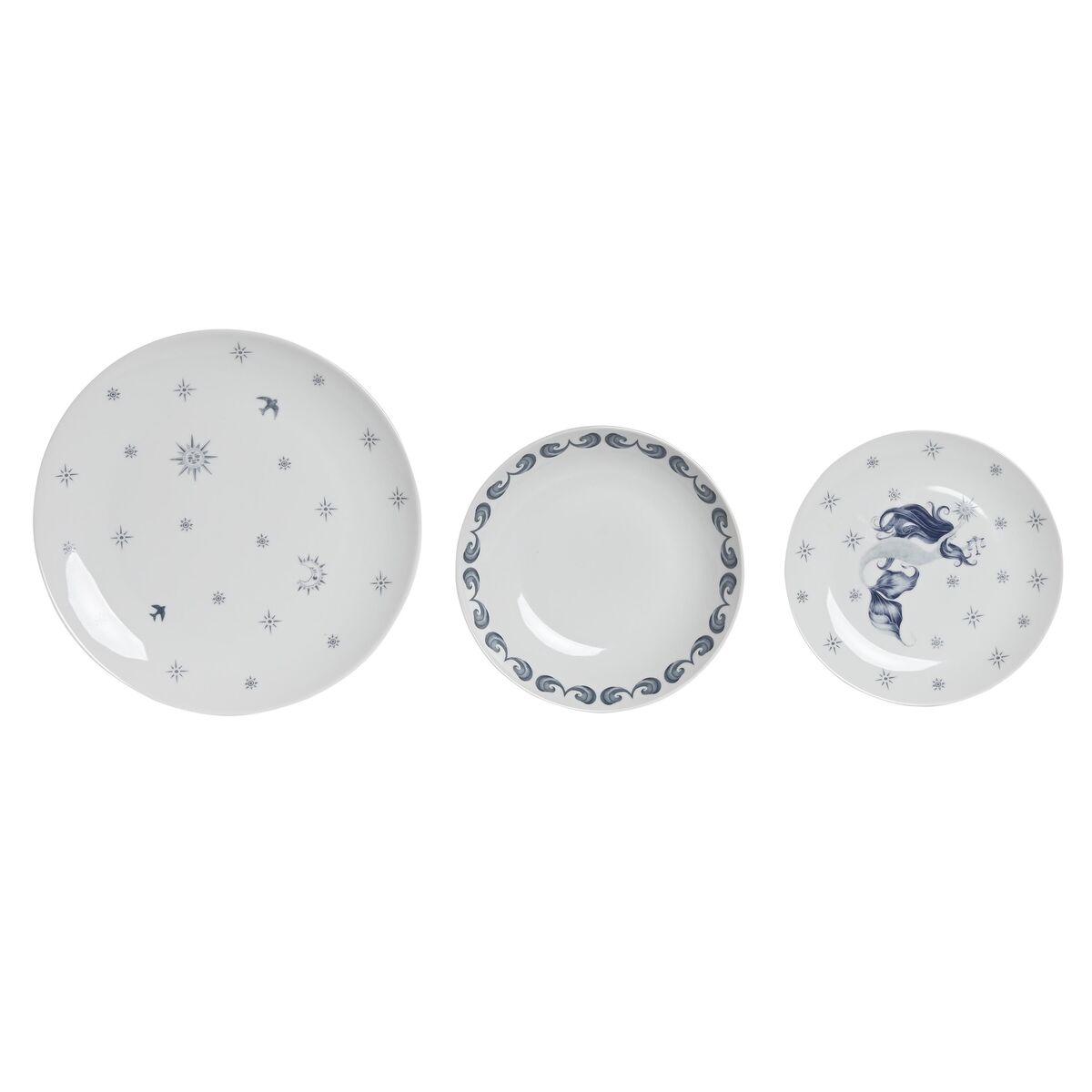 Set Di Stoviglie Dkd Home Decor Azzurro Bianco Porcellana 18 Pezzi 27 X 27 X 3 cm