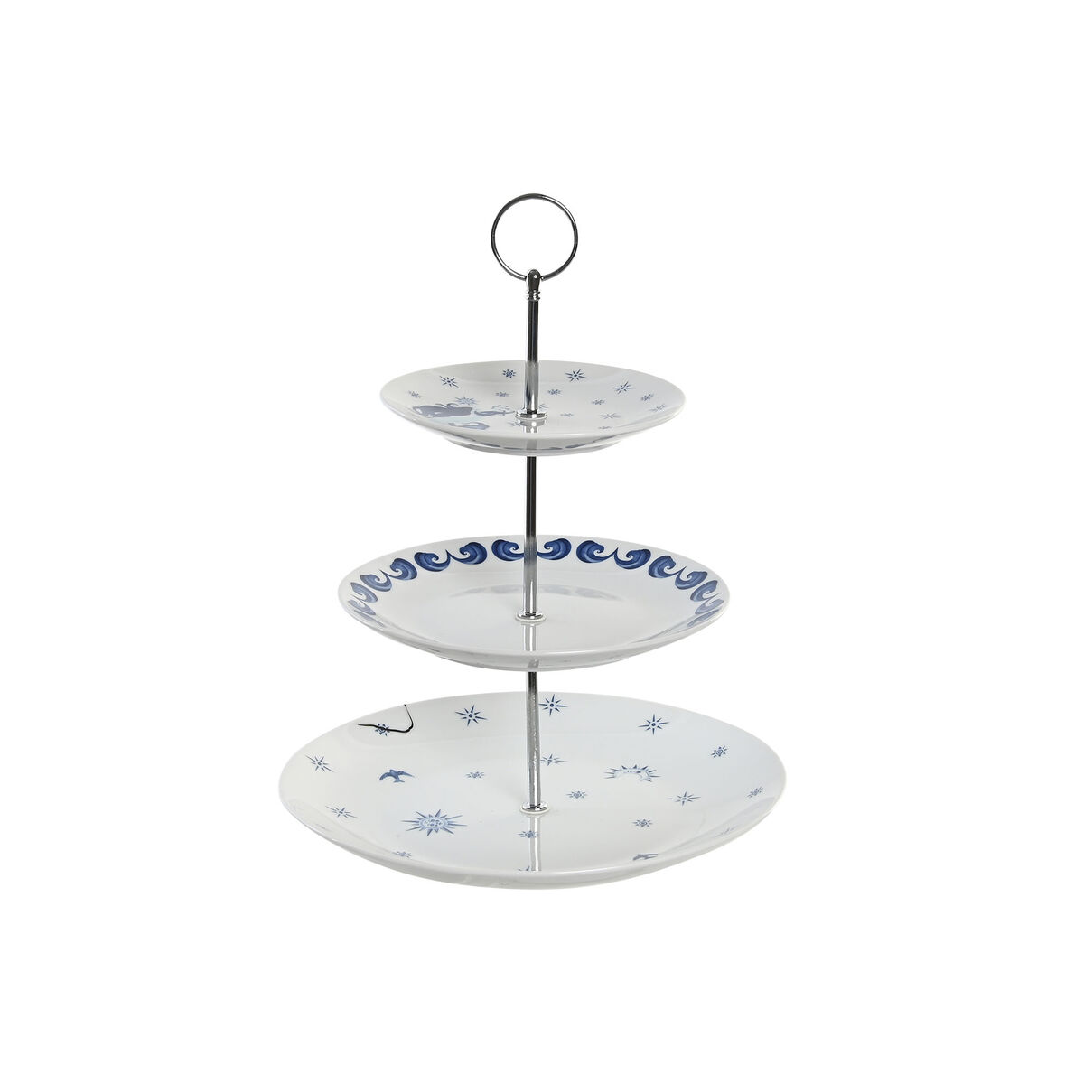 Portafrutta Dkd Home Decor 27 X 27 X 34 Cm Porcellana Azzurro Metallo Bianco