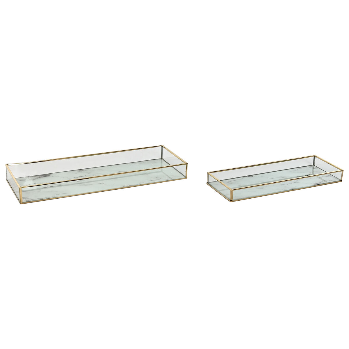 Set Di Vassoi Home Esprit Bianco Dorato Metallo Cristallo 42 X 15 X 4 Cm (2 Unità)
