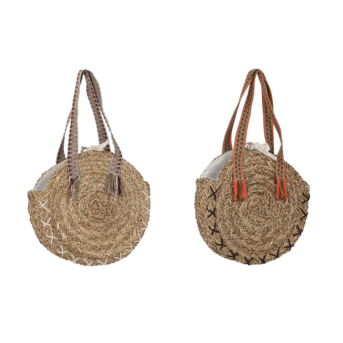 Borsa A Spalla Dkd Home Decor 41 X 10 X 66 Cm Marrone Arancio Verde Erba Di Mare (2 Unità)