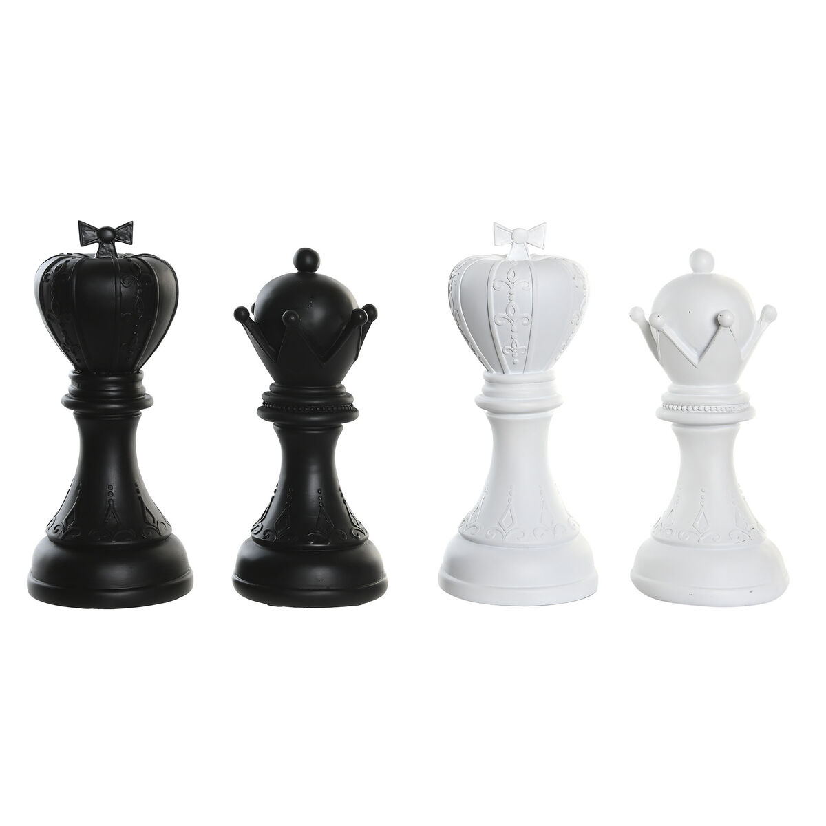 Statua Decorativa Dkd Home Decor Bianco Nero Pedine Scacchi 12 X 12 X 25,5 Cm (4 Unità)