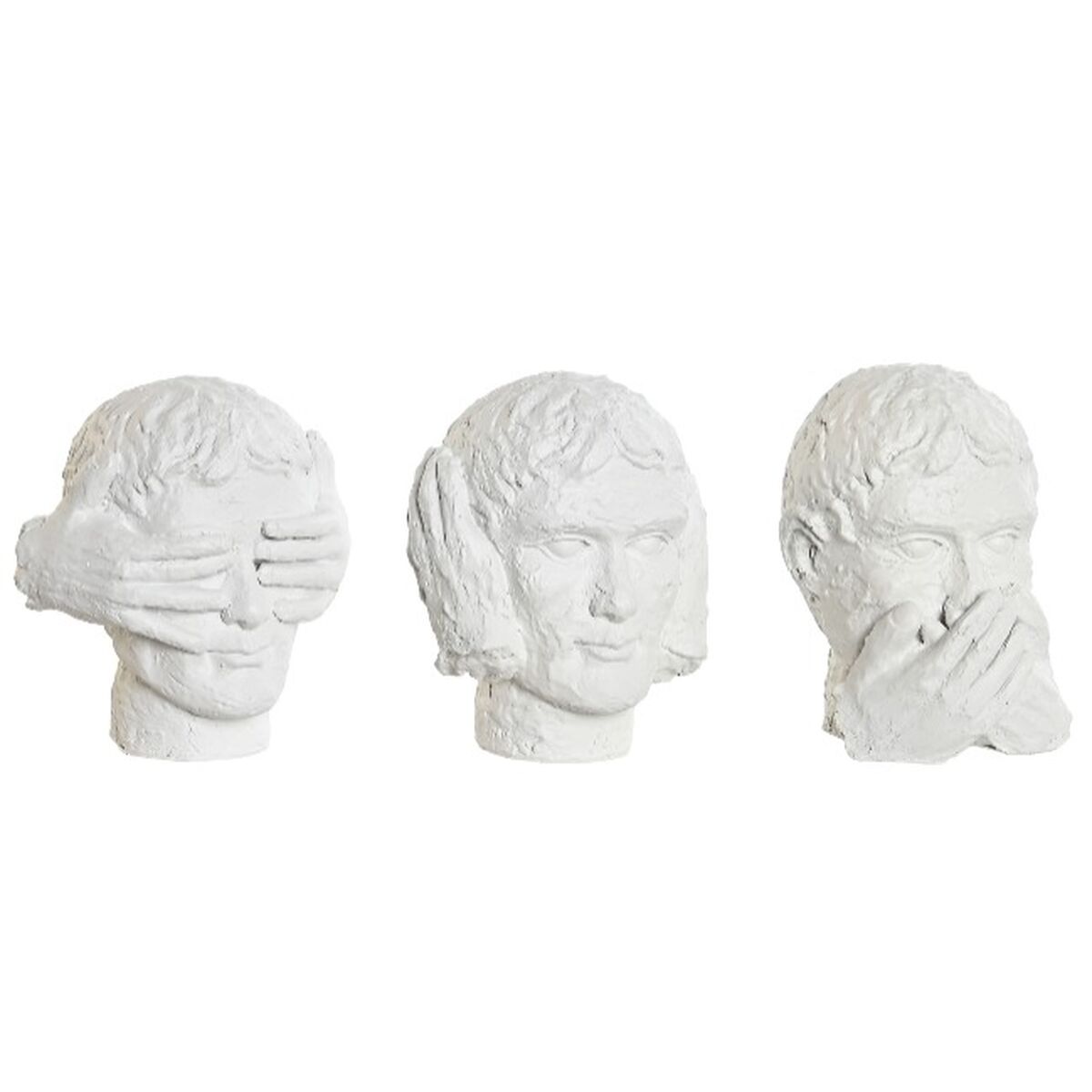 Statua Decorativa Dkd Home Decor Bianco Neoclassico 14 X 11 X 14 Cm (3 Unità)