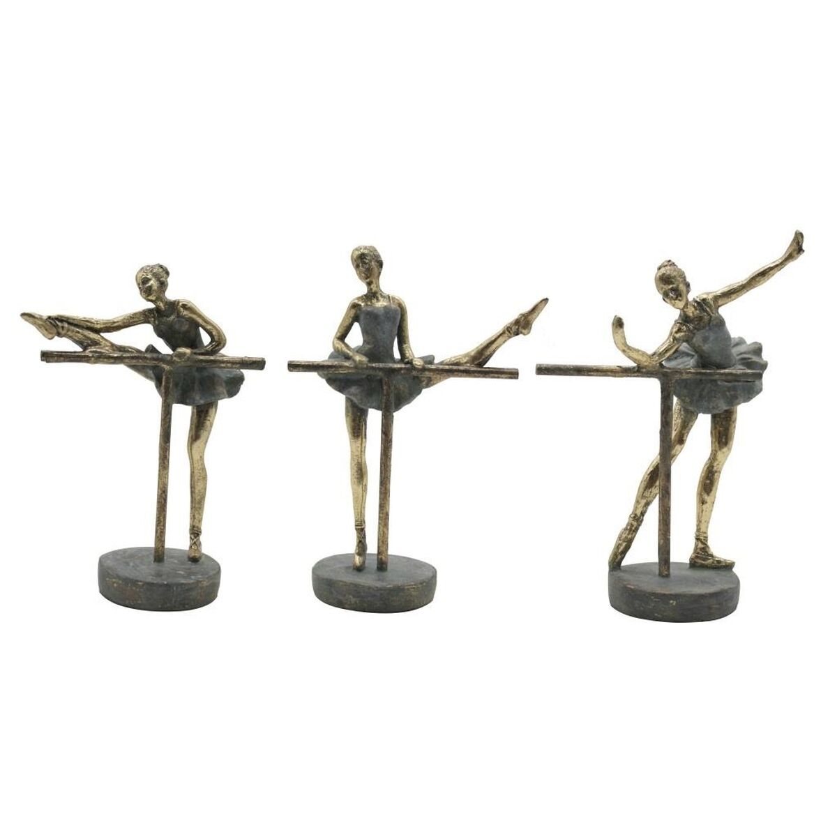 Statua Decorativa Home Esprit Grigio Dorato Ballerina Classica 14 X 8 X 20 Cm (3 Unità)