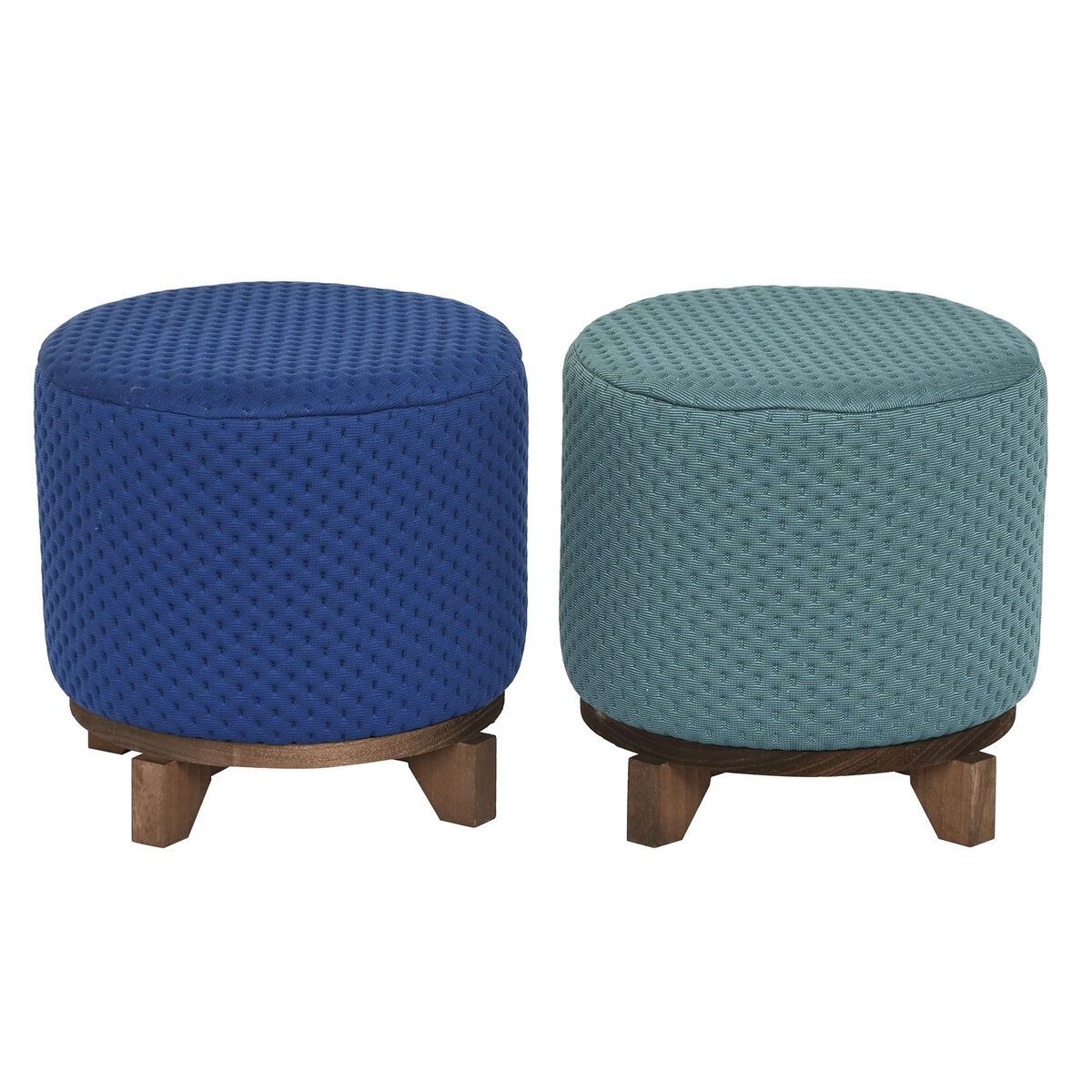 Poggiapiedi Dkd Home Decor Legno 30 X 30 X 30 Cm Verde Blu Marino (2 Unità)