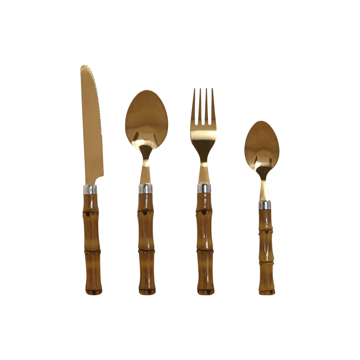 Posate Home Esprit Dorato Naturale Acciaio Inossidabile Abs 3 X 2 X 16 Cm 24 Pezzi