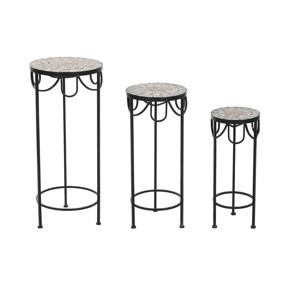 Set Di 3 Tavoli Home Esprit Nero 30 X 30 X 69 Cm (3 Pezzi)