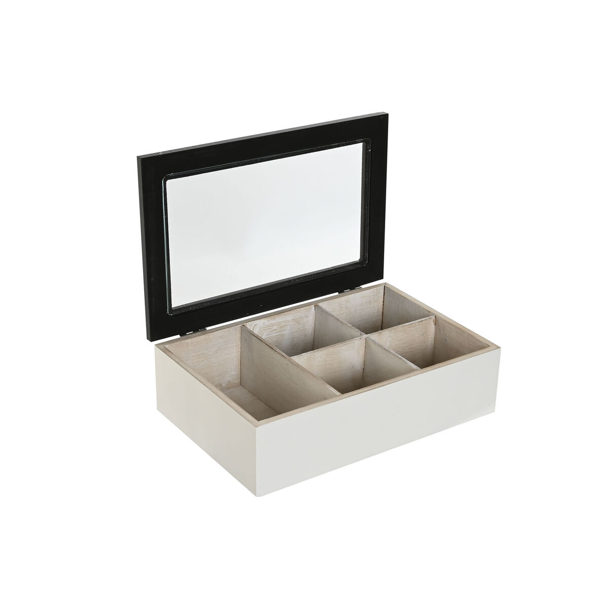 Scatola Per Infusioni Home Esprit Bianco Nero Metallo Cristallo Legno Mdf 23 X 15 X 6,5 Cm (2 Unità) - Image 4