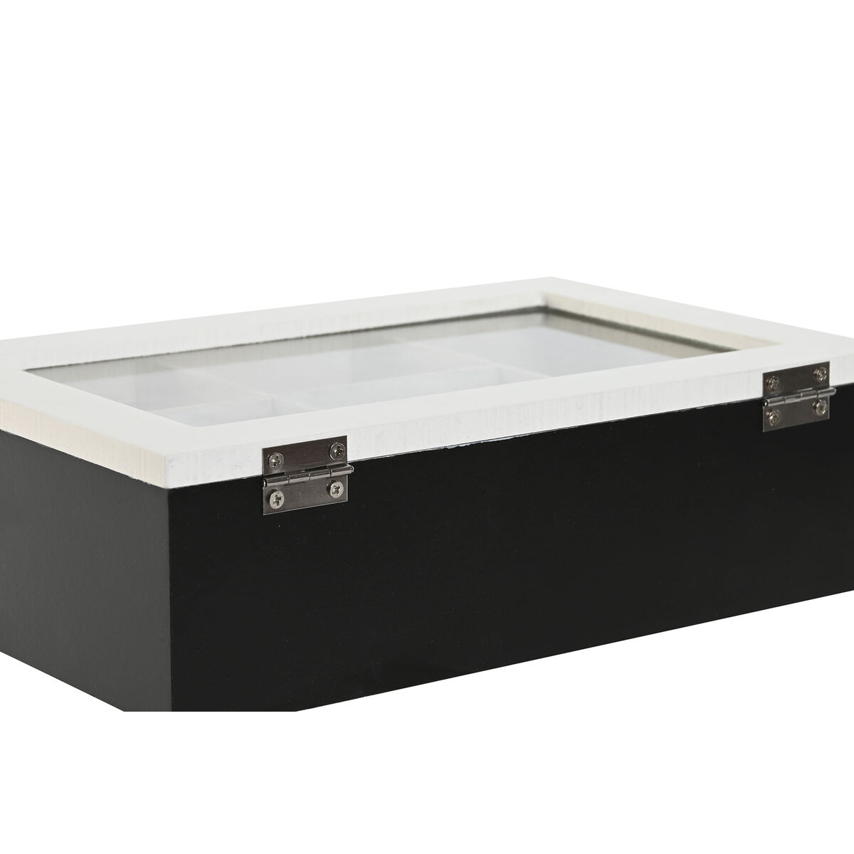 Scatola Per Infusioni Home Esprit Bianco Nero Metallo Cristallo Legno Mdf 23 X 15 X 6,5 Cm (2 Unità) - Image 3