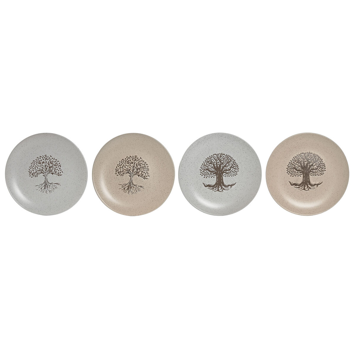 Piatto Da Pranzo Home Esprit Bianco Beige Gres Tradizionale 20 X 20 X 2,5 cm